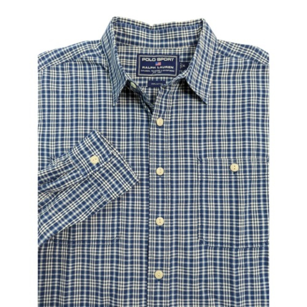 VTG Polo Ralph Lauren Polo Sport Men's Plaid Cotton Button Down Shirt Sz XL EUC